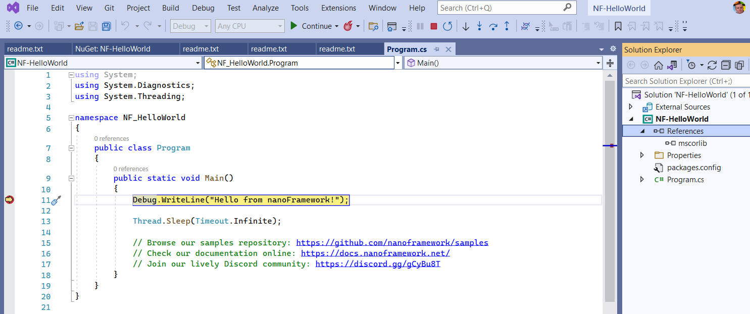Debug breakpoint